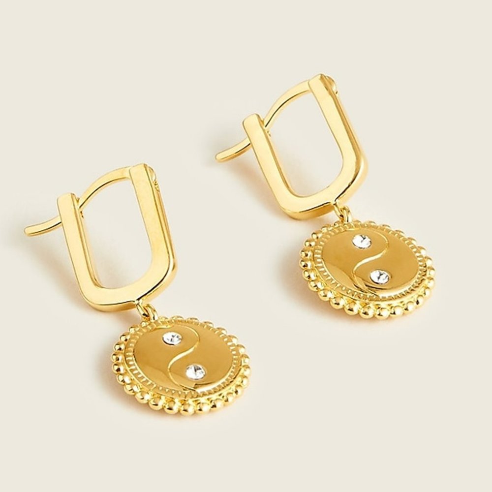 J. Crew NWT 14k Gold-plated Yin-Yang Earrings